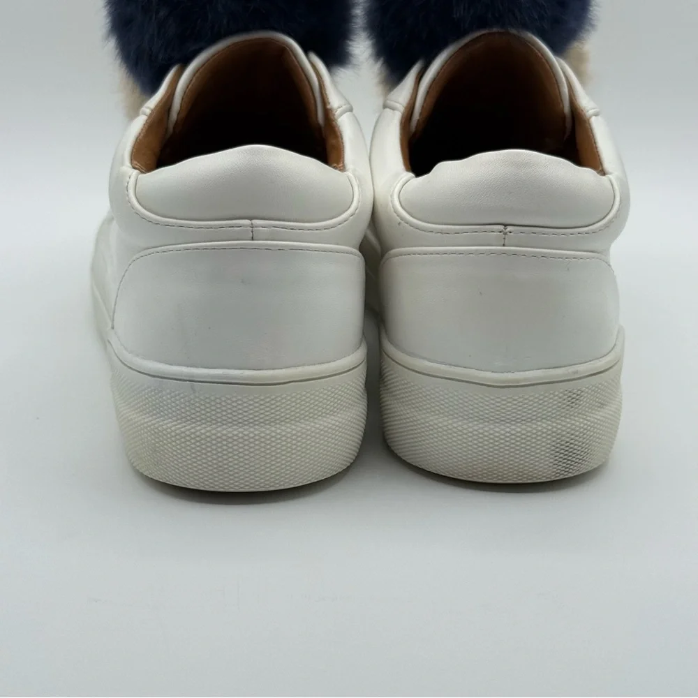 Mossimo Supply Co. Abbie Leather Slip On White Sneakers With Faux Fur Pompom - Picture 6 of 14